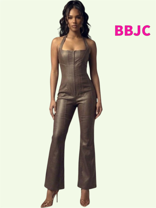 Espresso Leather Jumpsuit