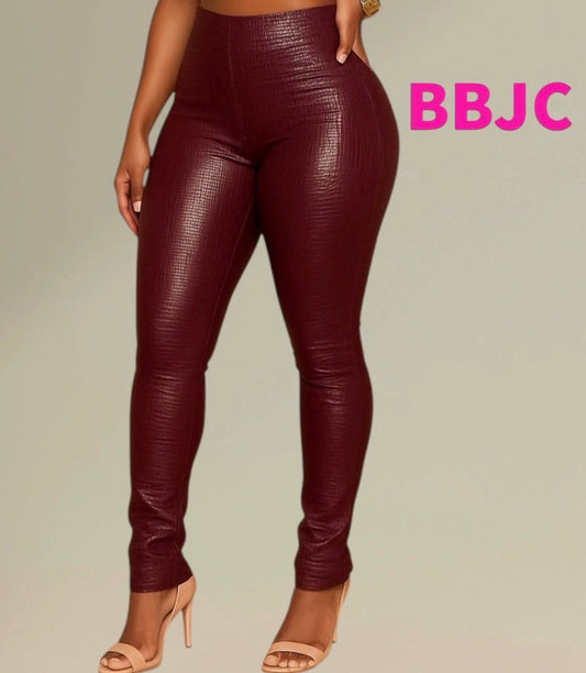 Burgundy Croc Leggings
